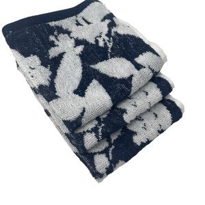 Lauren Ralph Lauren Sanders Club Navy Floral set of 3  Wash cloths NWT